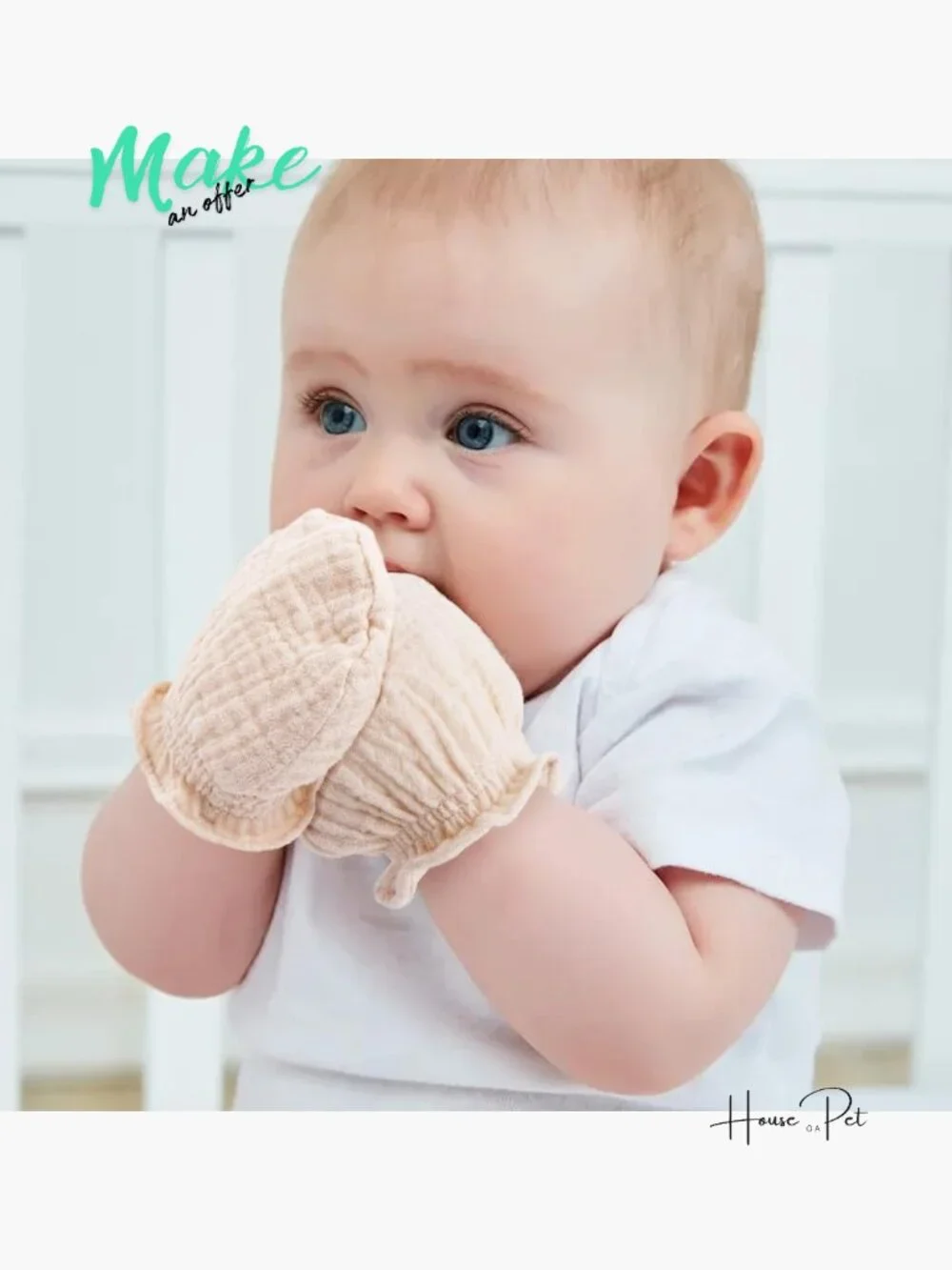 Muslin Cotton Baby Mittens for Newborns 0-6 Months 3-Pack